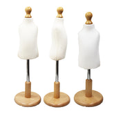 Children Kids Age 1 year Tailors Dummy Mannequin, White Torso Bust with a Light Wood Round Base